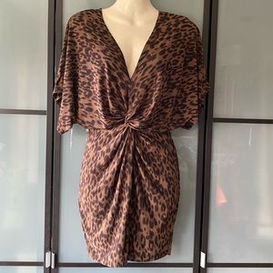 GUESS Cammi cheetah front knot dress